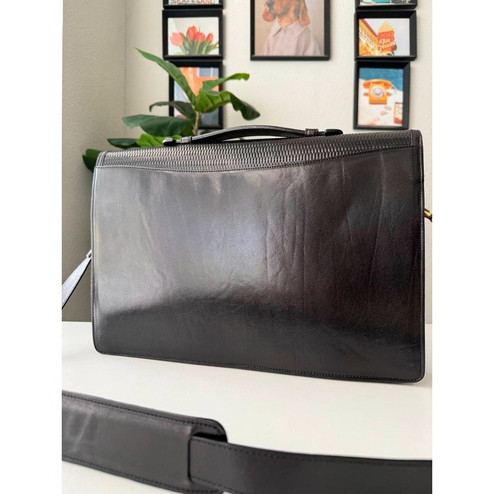 Vintage Bally Leather Briefcase Italy Reptile Embossed Laptop Business Bag - Picture 7 of 9
